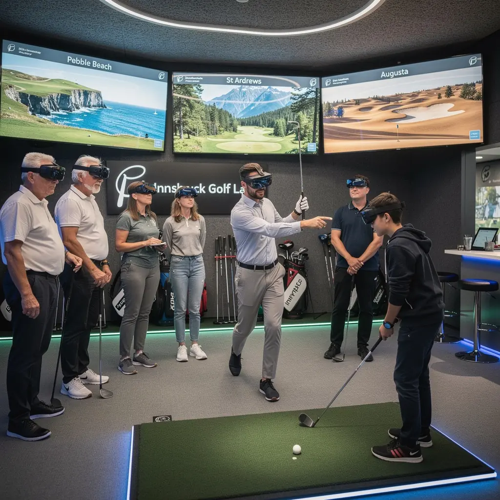 Ein Spieler puttet konzentriert auf dem Grün, während die Sonne untergeht.